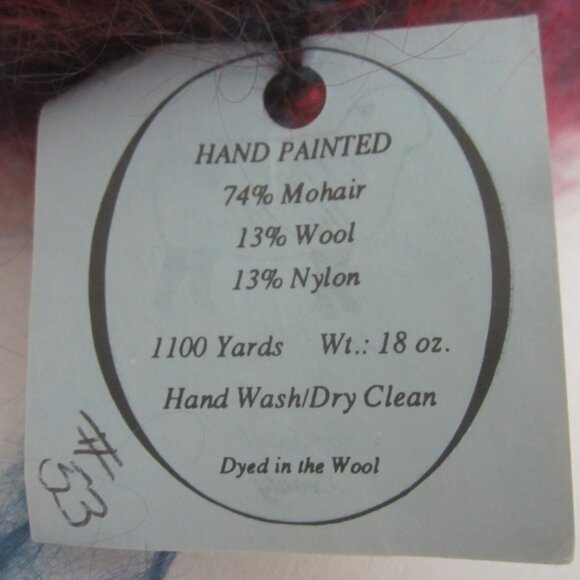 Vtg Dyed In The Wool Hand Painted Mohair Yarn Maroon Teal 18 Oz 1100 Yds Hank - Picture 4 of 9